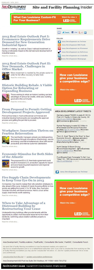 Sample "Site & Facility Planning Insider " Newsletter 
