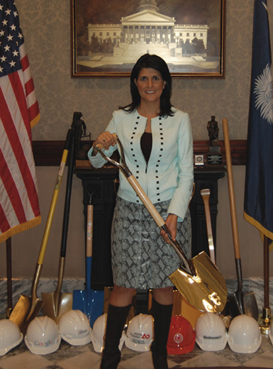 South Carolina Governor Nikki R. Haley poses with the state’s Silver Shovel in the 3+ to 5 million population category.