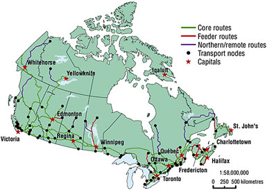 Overall freight movement in Canada is highly concentrated along the U.S./Canada border, with 80 percent of Canada’s population living within a 200-mile distance.