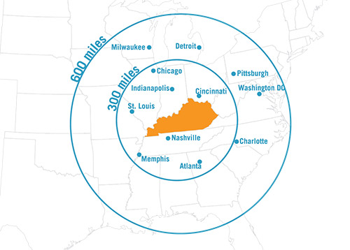 Kentucky Map Eastern US Logistics